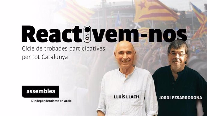 El presidente de la Assemblea Nacional Catalana (ANC), Lluís Llach, y el coordinador de la Comisión de acciones en el territorio, Jordi Pesaarrodona, lanzan la campaña 'Reactivem-nos'