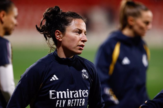 Archivo - Ivana Andres of Real Madrid looks on during the Spanish Women Cup, Copa de la Reina, football match played between Atletico de Madrid and Real Madrid at Centro Deportivo Wanda Alcala on February 08, 2024 in Alcala de Henares, Madrid, Spain.