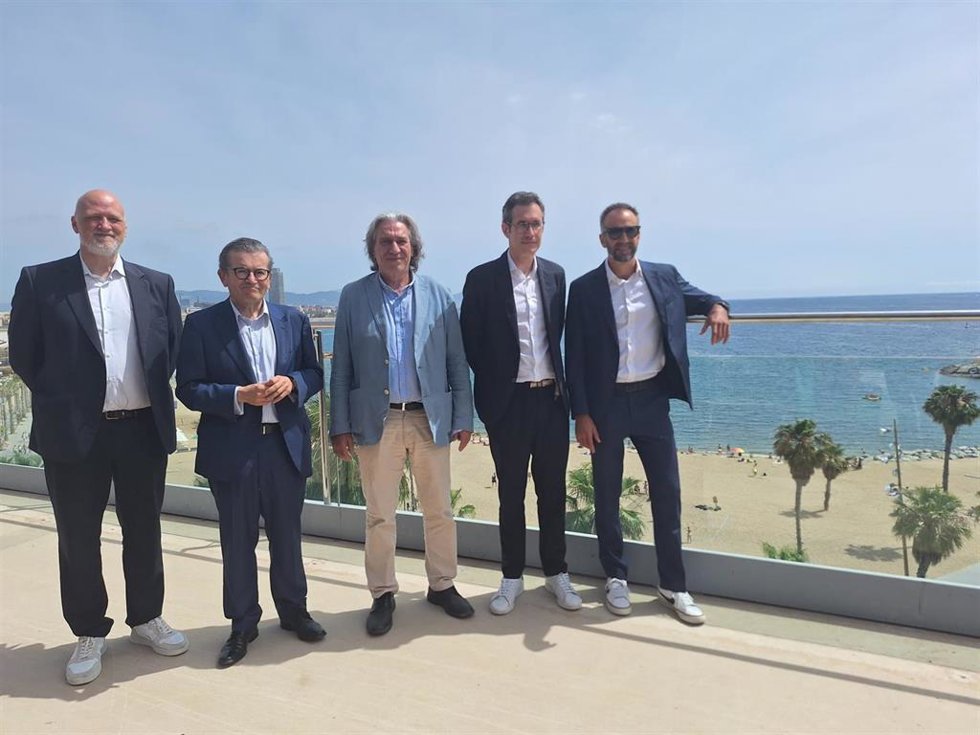 El director del Palau de la Música, Joan Oller, el director adjunto de Fundación La Caixa, Juan Ramon Fuertes, comisionado cultura Ayuntamiento de Barcelona, Xavier Marcé, el director del Liceu, Valentí Oviedo, y el director de L'Auditori, Robert Brufau