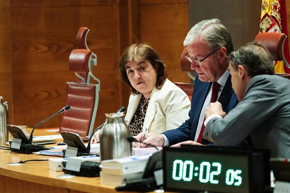 La presidenta interina del Consejo de Administración de la Corporación RTVE, Concepción Cascajosa, comparece durante la Comisión Mixta de Control Parlamentario de la Corporación RTVE y sus Sociedades, en el Senado, a 28 de mayo de 2024, en Madrid (Españ