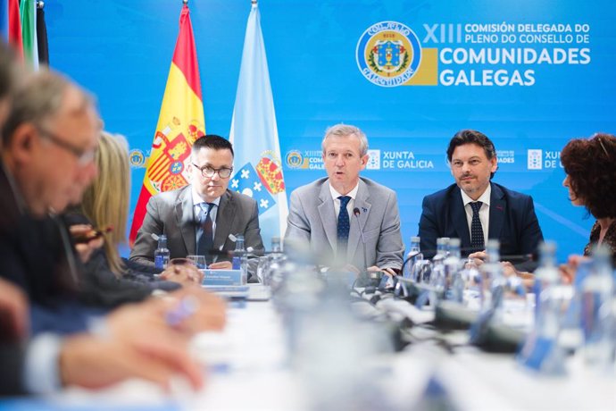 Alfonso Rueda en la reunión de la Comisión Delegada del Consello de Comunidades Galegas