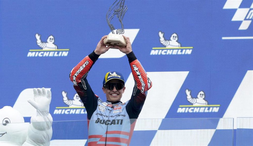 Archivo - Marc Márquez celebra un podio en el Mundial de 2024