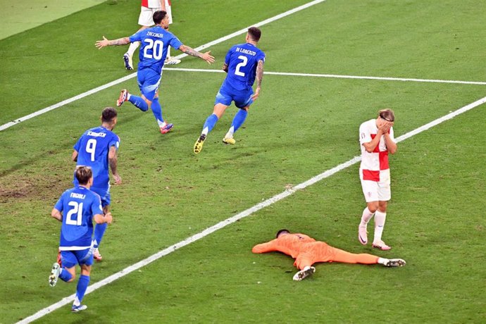 El italiano Mattia Zaccagni celebra el decisivo 1-1 en el tiempo añadido en el Croacia-Italia de la Eurocopa de Alemania