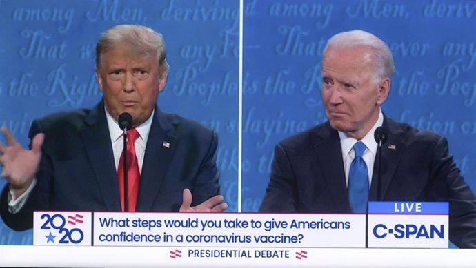 Archivo - October 22, 2020 - Nasville, Tennessee, USA. -  Screen grab from the C-SPAN coverage of the second and final presidential debate, moderated by NBCs' Kristen Welker, between President DONALD TRUMP and former Vice President JOE BIDEN.