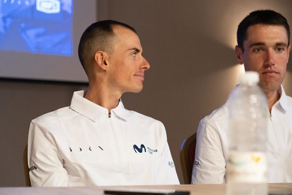 El ciclista español Enric Mas durante la rueda de prensa del Movistar Team previa al Tour de Francia 2024