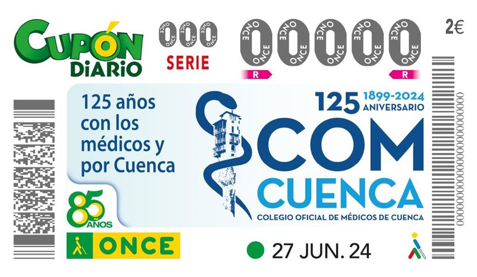 Imagen del cupón de la ONCE del 27 de junio.