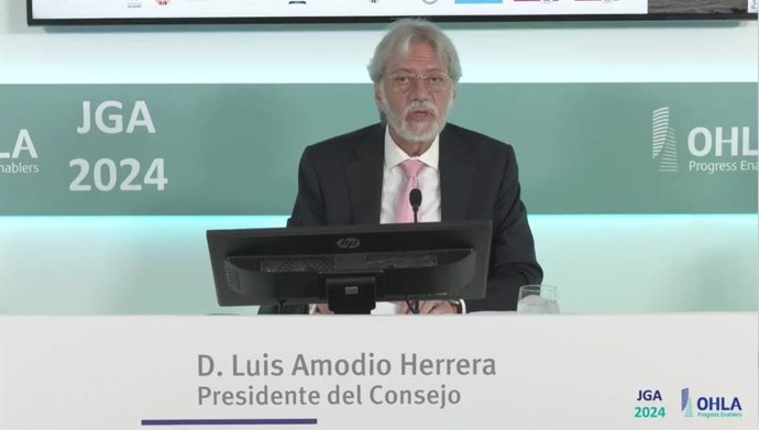 El presidente de OHLA, Luis Amodio, en la junta general de accionistas de OHLA de 2024