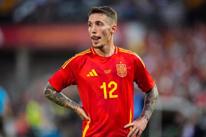 Alejandro Grimaldo of Spain looks on during International Friendly football match played between Spain and Andorra at Nuevo Viveros stadium on June 5, 2024, in Badajoz, Spain.