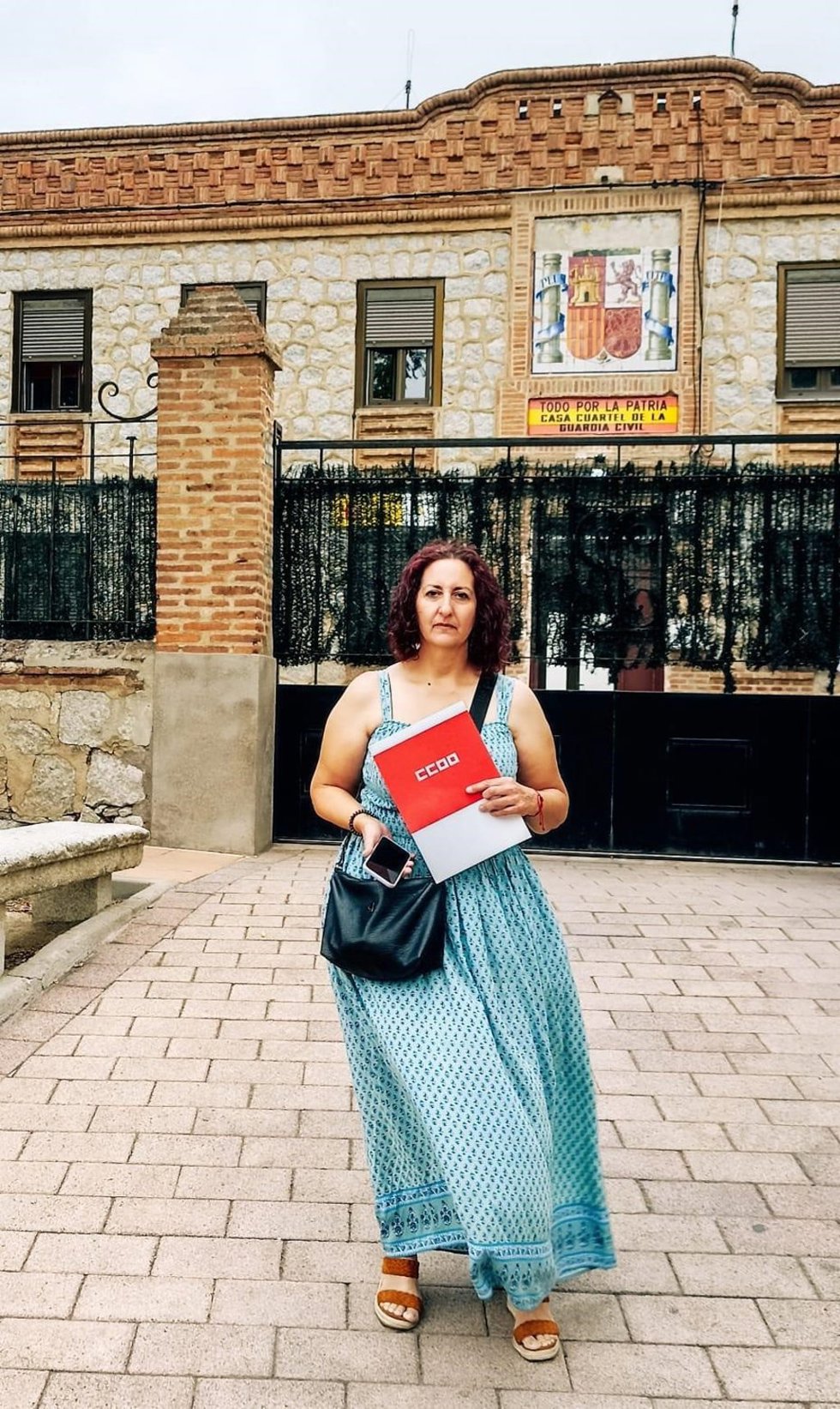 La secretaria de Organización, Mujer e Igualdad, Mayte García tras presentar la denuncia por allanamiento.