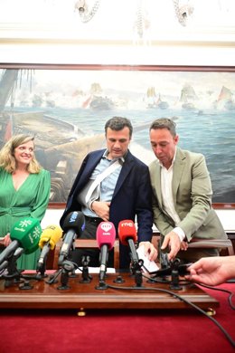 El alcalde de Cádiz, Bruno García, en el Ayuntamiento para dar una rueda de prensa.