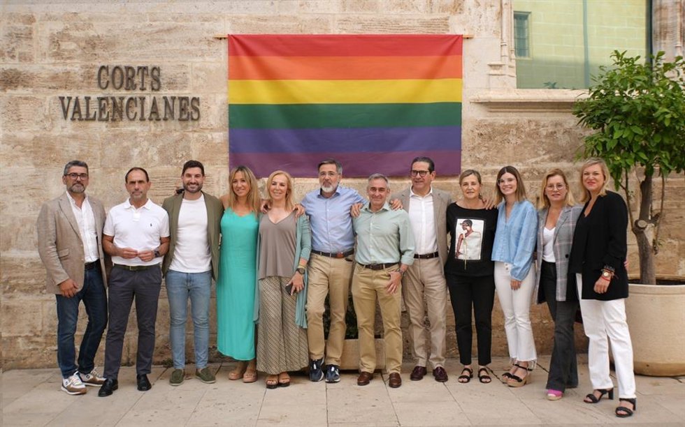 Colocación bandera en Corts