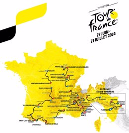 Archivo - Recorrido del Tour de Francia 2024, con salida en Florencia (Italia) y final inédito en Niza