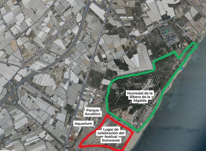 Mapa sobre la disposición del festival Sunwaves.