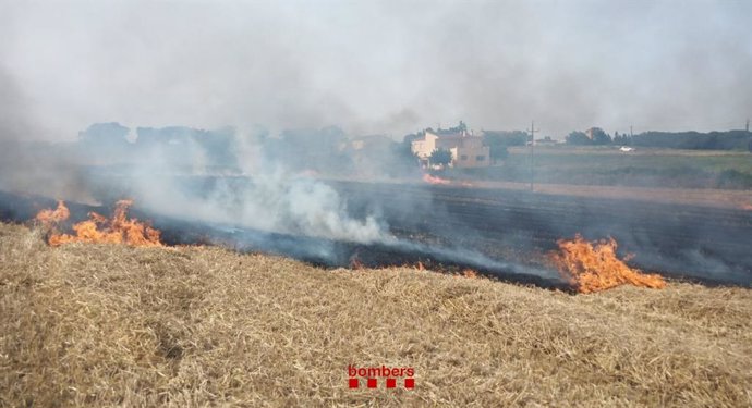 Imatge de l'incendi a Riudellots