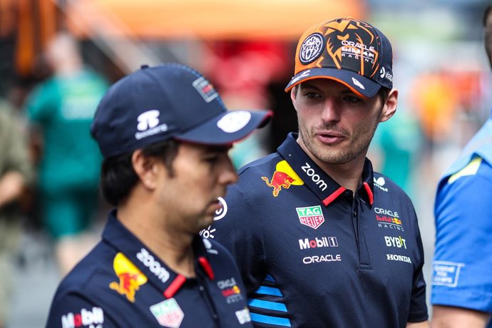 VERSTAPPEN Max (ned), Red Bull Racing RB20, portrait PEREZ Sergio (mex), Red Bull Racing RB20, portrait during the Formula 1 Qatar Airways Austrian Grand Prix 2024, 11th round of the 2024 Formula One World Championship.