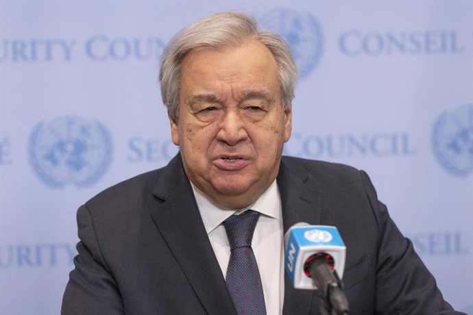 Archivo - 30 April 2024, US, New York: UN Secretary-General Antonio Guterres speaks during a press conference at the UN Headquarters in New York. Photo: Lev Radin/ZUMA Press Wire/dpa