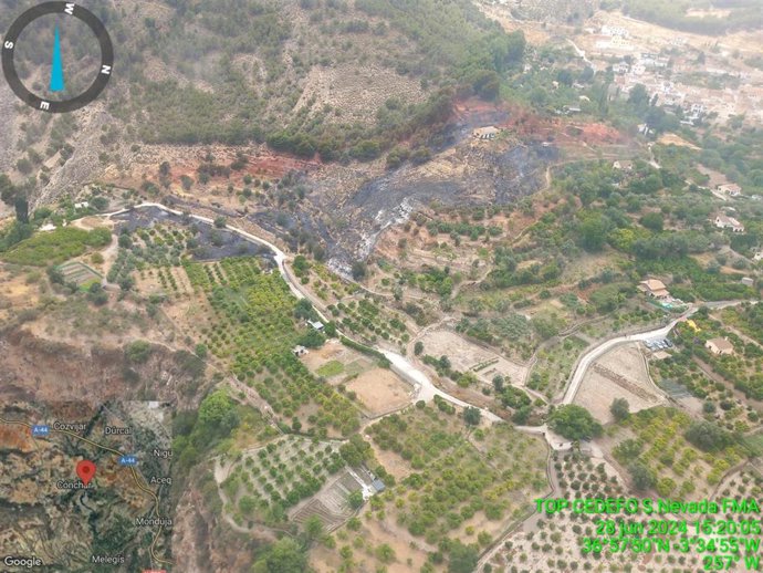 Fuego forestal en Villamena en la tarde de este viernes