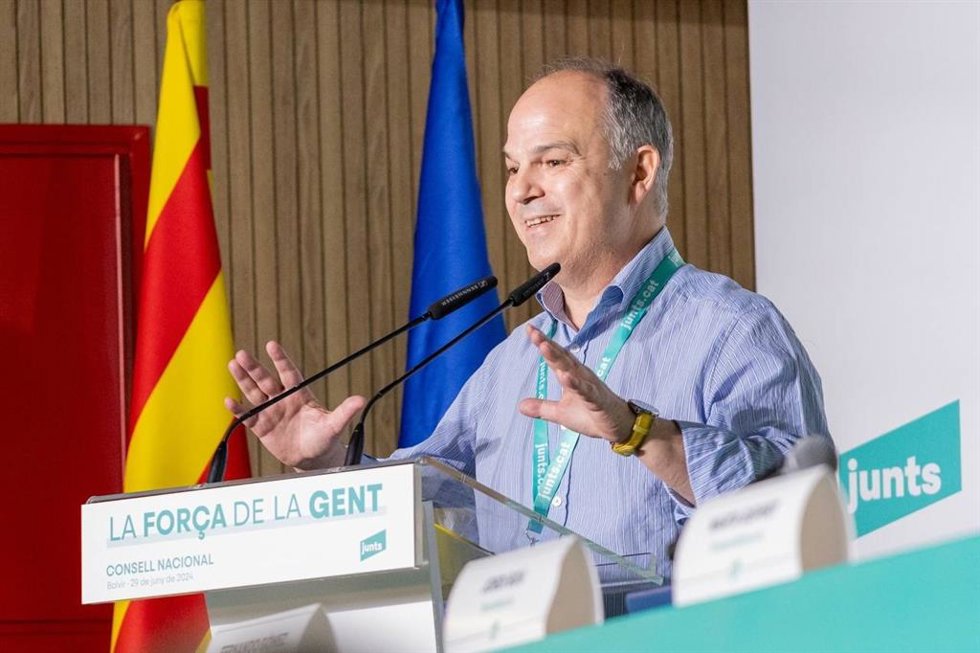El secretario general de Junts, Jordi Turull, en el Consell Nacional del partido celebrado en Bolvir (Girona)