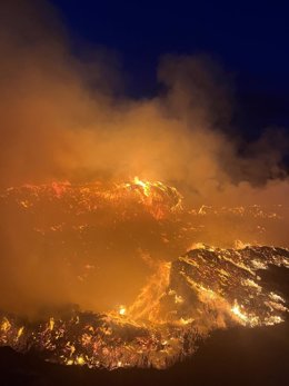 Un incendio que afecta a una planta de compostaje en Llutxent (Valencia)