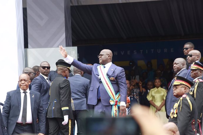 Archivo - KINSHASA, Jan. 21, 2024  -- President-elect of the Democratic Republic of the Congo (DRC) Felix Tshisekedi attends the swearing-in ceremony in Kinshasa, Democratic Republic of the Congo, Jan. 20, 2024. Felix Tshisekedi, president-elect of the DR