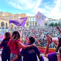 Celebración del Orgullo LGTBI+ en la Plaza Mayor de Cáceres el pasado sábado