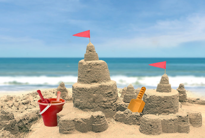 Juego De 3 Cubos De Playa De 7 Pulgadas (17,78 Cm) – Cubos Grandes Con Forma De Castillo, Plástico ABS Resistente, Multiusos Para Arena, Jardín, Baño, Piscina, Viajes Y Almacenaje