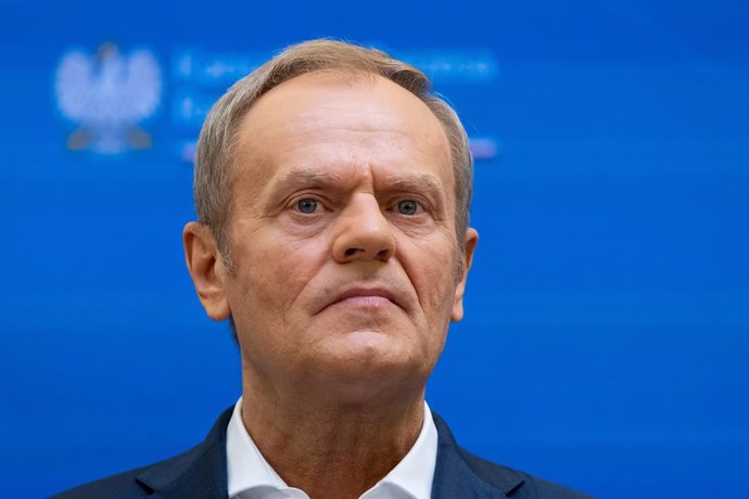 El primer ministro de Polonia, Donald Tusk, durante una rueda de prensa en Varsovia (archivo)