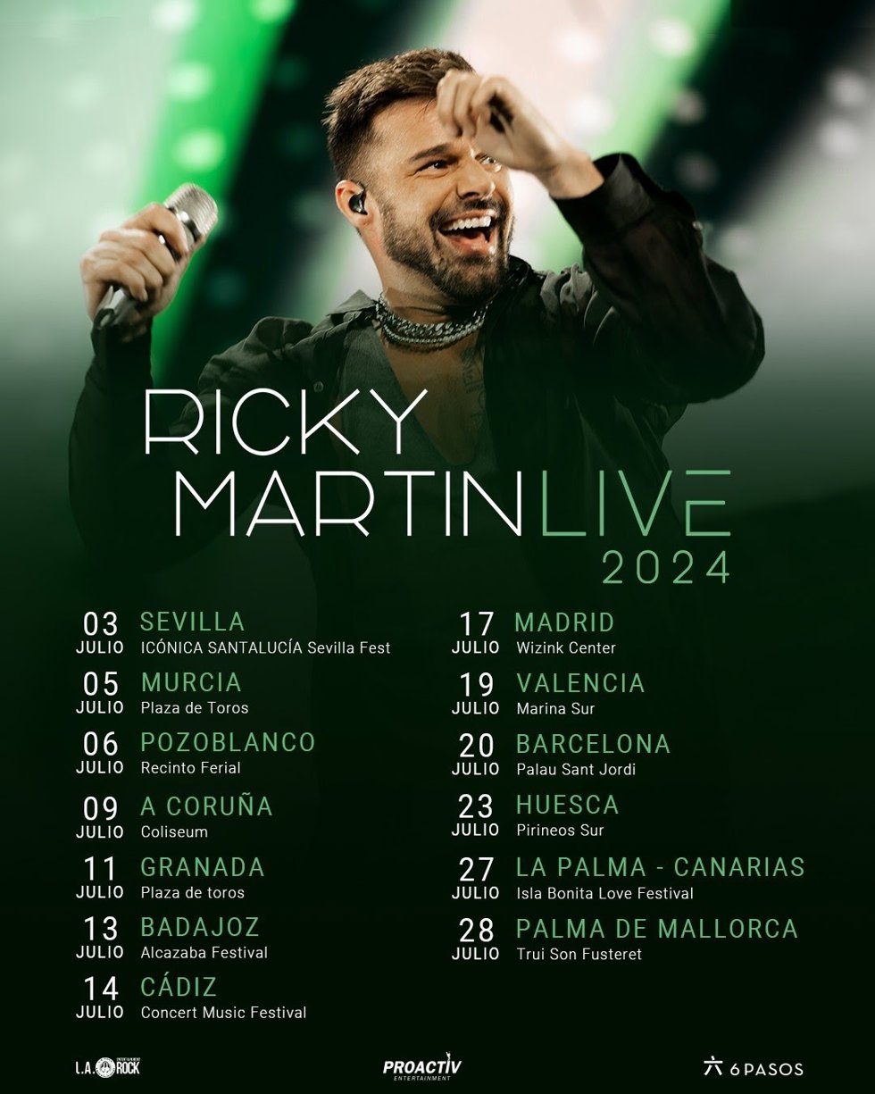 Calendario de la gira del artista puertorriqueño por España.