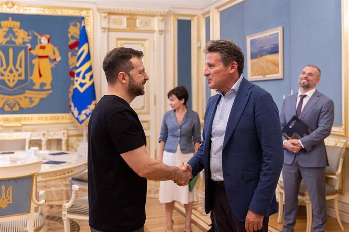 El presidente ucraniano, Volodymyr Zelensky, se reunió el fin de semana con el presidente de World Athletics, Sebastian Coe, antes de los Juegos de París de 2024.