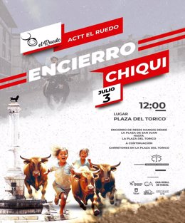 Cartel del encierro infantil con reses mansas organizado en el centro de Teruel 