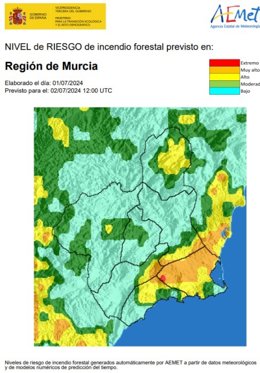 Archivo - Riesgo incendio en la Región de Murcia