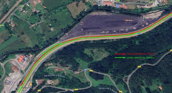 Imagen de la zona donde se producirá el corte del carril en la A66.