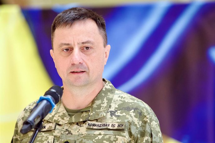 Archivo - August 4, 2023, Kyiv, Ukraine: Commander of the Air Forces of the Armed Forces of Ukraine, Hero of Ukraine, Lieutenant General Mykola Oleschuk attends the presentation of the Air Defence Force: A Reliable Shield of Ukraine commemorative coin at 