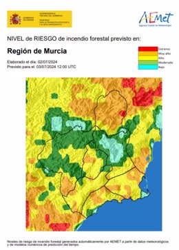 Archivo - El nivel de riesgo de incendio forestal este miércoles es alto o muy alto en la mayor parte de la Región