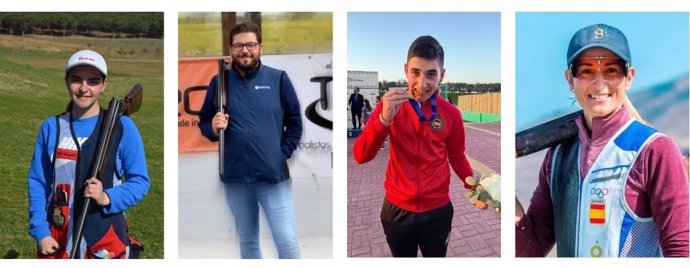 Archivo - Componentes del equipo español de tiro olímpico para los Juegos Olímpicos de Paris 2024. De izquierda a derecha: Mar Molné, Alberto Fernández, Andrés García y Fátima Gálvez.