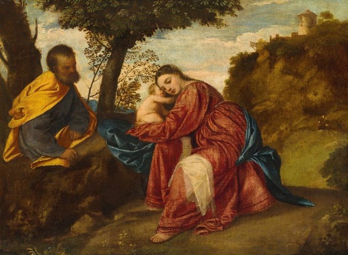 'El Descanso En La Huida A Egipto', De Tiziano.