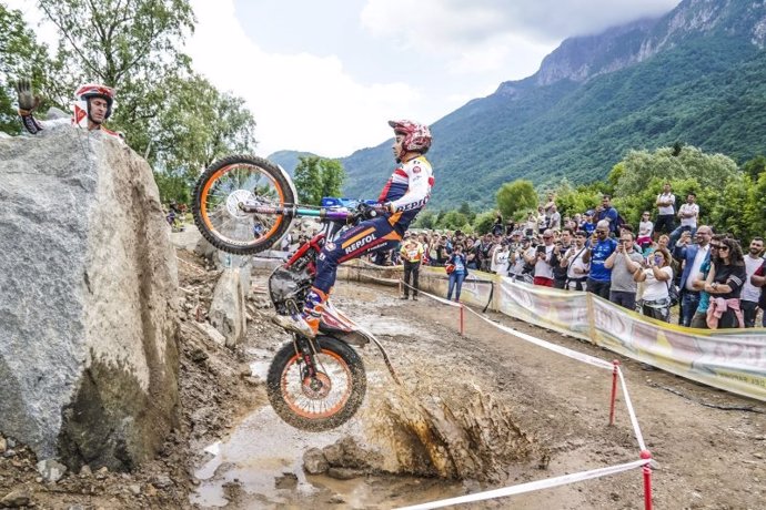 El piloto español de trial Toni Bou (Repsol Honda) en una cita de TrialGP 2024