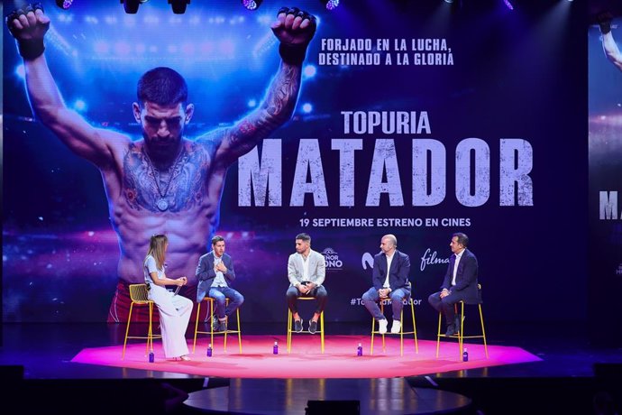 El luchador español Ilia Topuria en la presentación de su película 'Topuria Matador', en Madrid