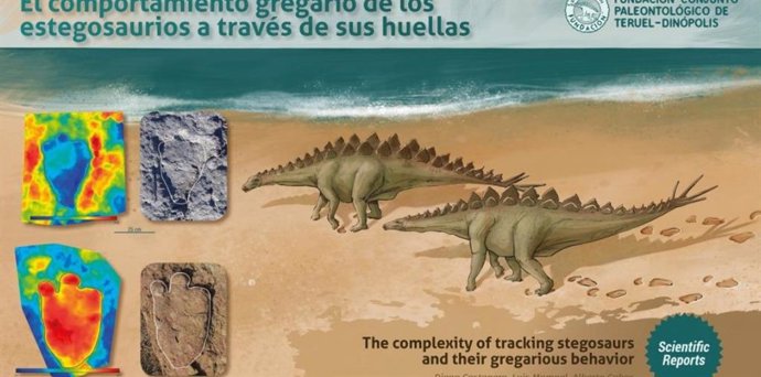 Representación de los dinosaurios estegosaurios.