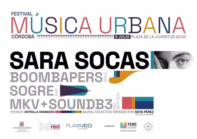 Cartel del Primer Festival de Música Urbana de Córdoba el día 4 de julio.