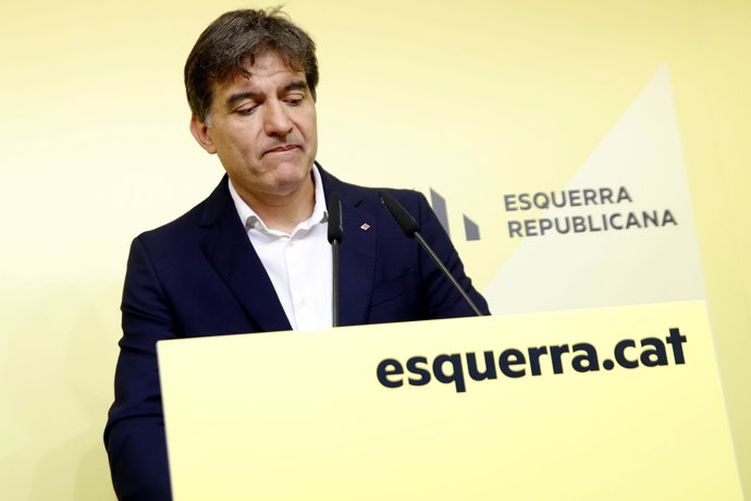 El viceconseller de Estrategia y Comunicación de la Generalitat en funciones y exvicesecretario general de Comunicación de ERC, Sergi Sabrià, ofrece una rueda de prensa, en la sede de ERC, a 4 de julio de 2024, en Barcelona, Catalunya (España).