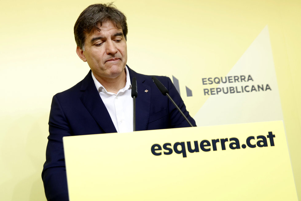 El viceconseller de Estrategia y Comunicación de la Generalitat en funciones y exvicesecretario general de Comunicación de ERC, Sergi Sabri, ofrece una rueda de prensa, en la sede de ERC, a 4 de julio de 2024, en Barcelona, Catalunya (España).