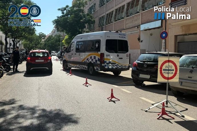Dispositivo de control conjunto de Policía Local de Palma y Policía Nacional.