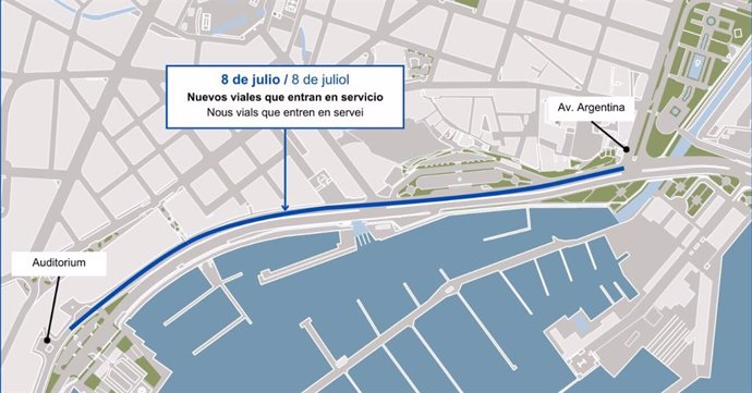 Plano de la Autoridad Portuaria de Baleares de la apertura de la nueva calzada entre avenida Argentina y el Auditorium.