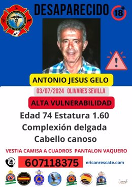 Cartel de búsqueda de Antonio Jesús Gelo