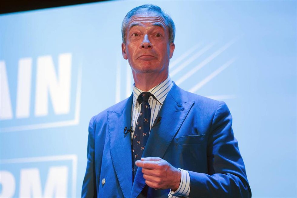 El líder del Partido Reforma británico, Nigel Farage, durante un acto de campaña para las elecciones parlamentarias