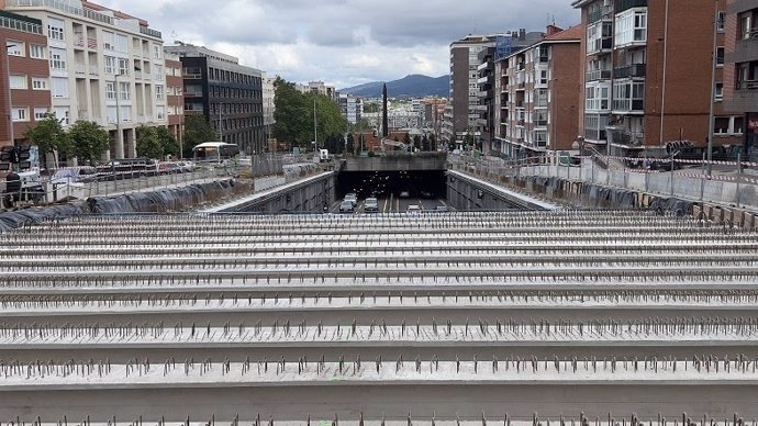 Obras para cubrir La Avanzada, en Leioa (Bizkaia)