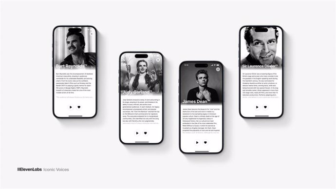ElevenLabs lleva a su nueva ‘app’ Reader las voces de actores de cine clásico como James Dean y Judy Garland