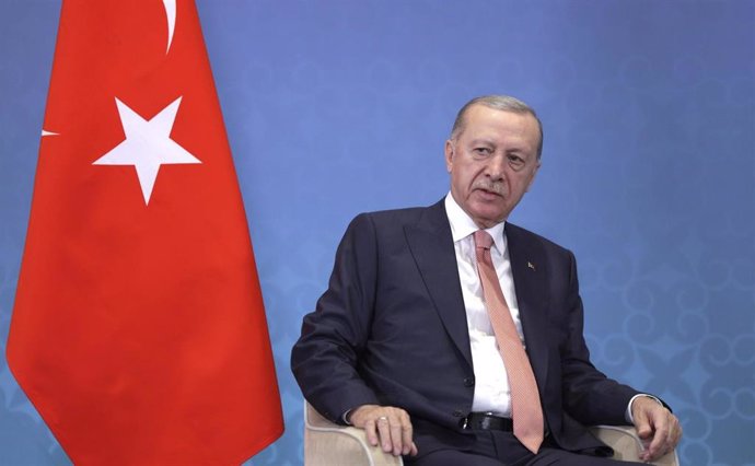 El presidente de Turquía, Recep Tayyip Erdogan, durante una reunión con su homólogo de Rusia, Vladimir Putin (archivo)