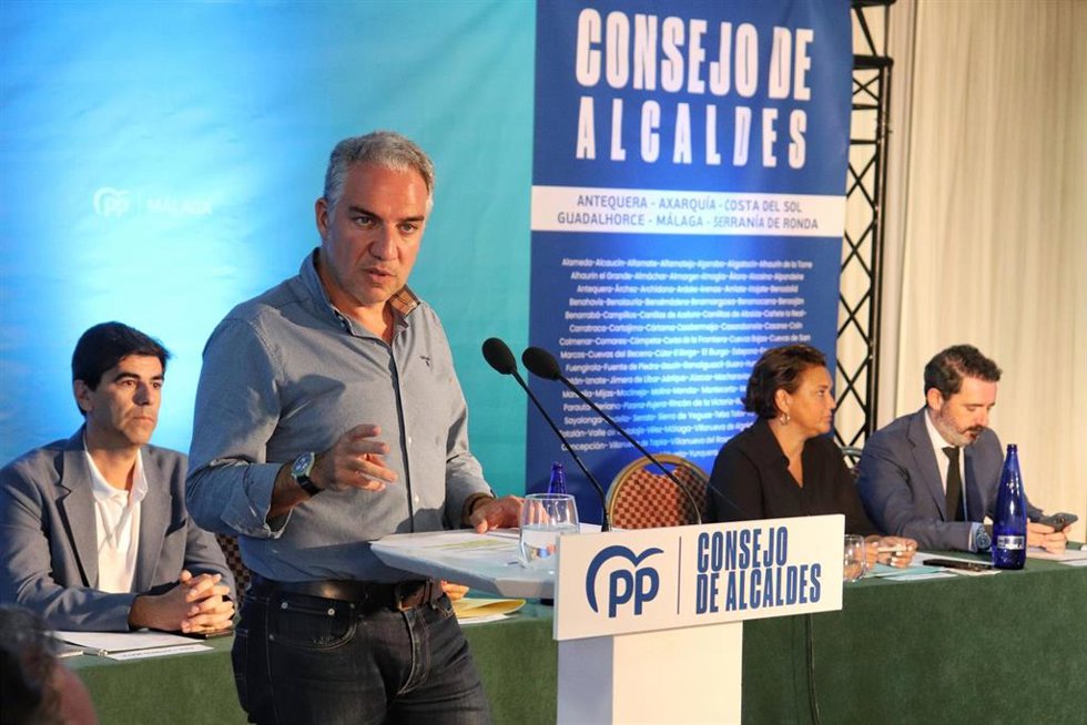 El vicesecretario de Coordinación Autonómica y Local y Análisis Electoral del PP, Elías Bendodo, en un acto en Mijas